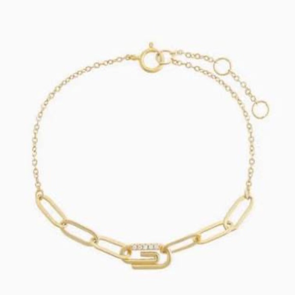 *NWT* By Adina Eden Pave Paperclip Bracelet Gold Plated - Picture 2 of 2